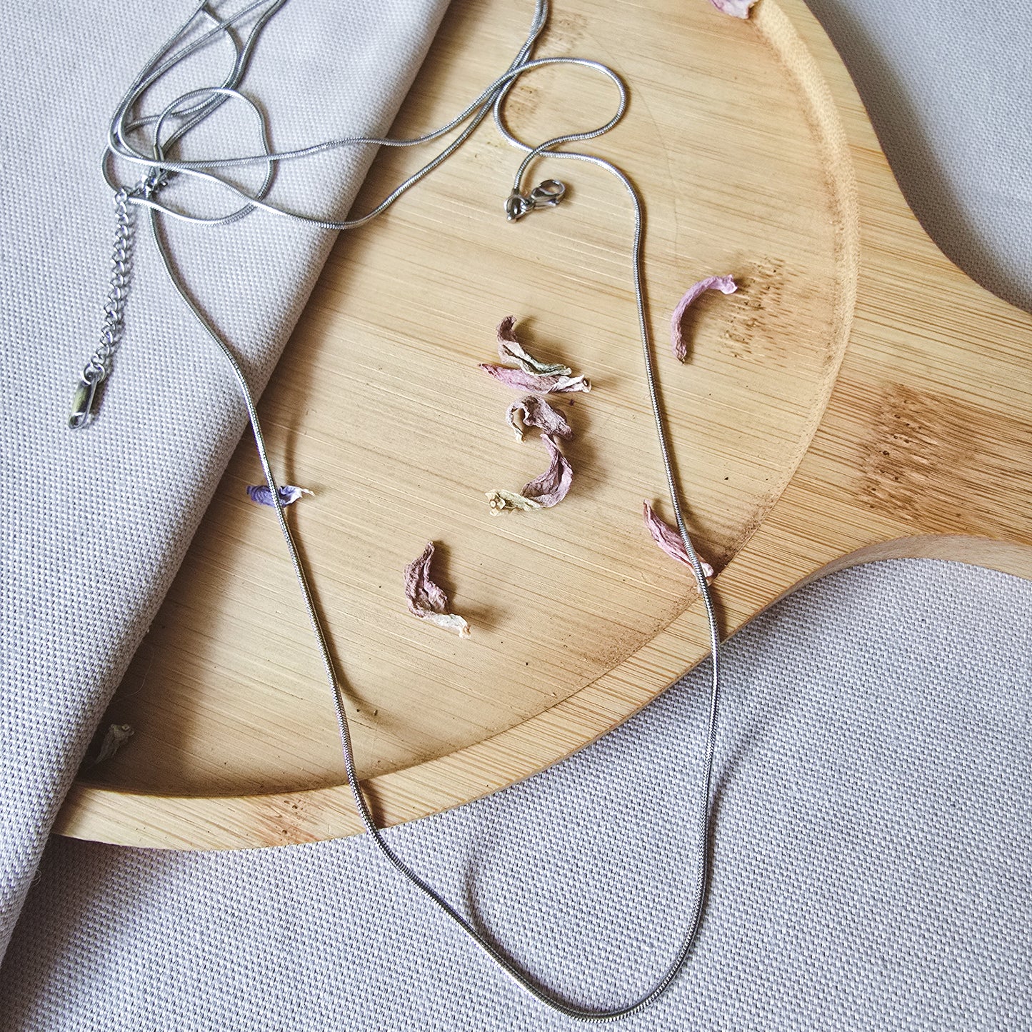 Boho 120cm elegant soft necklace silver