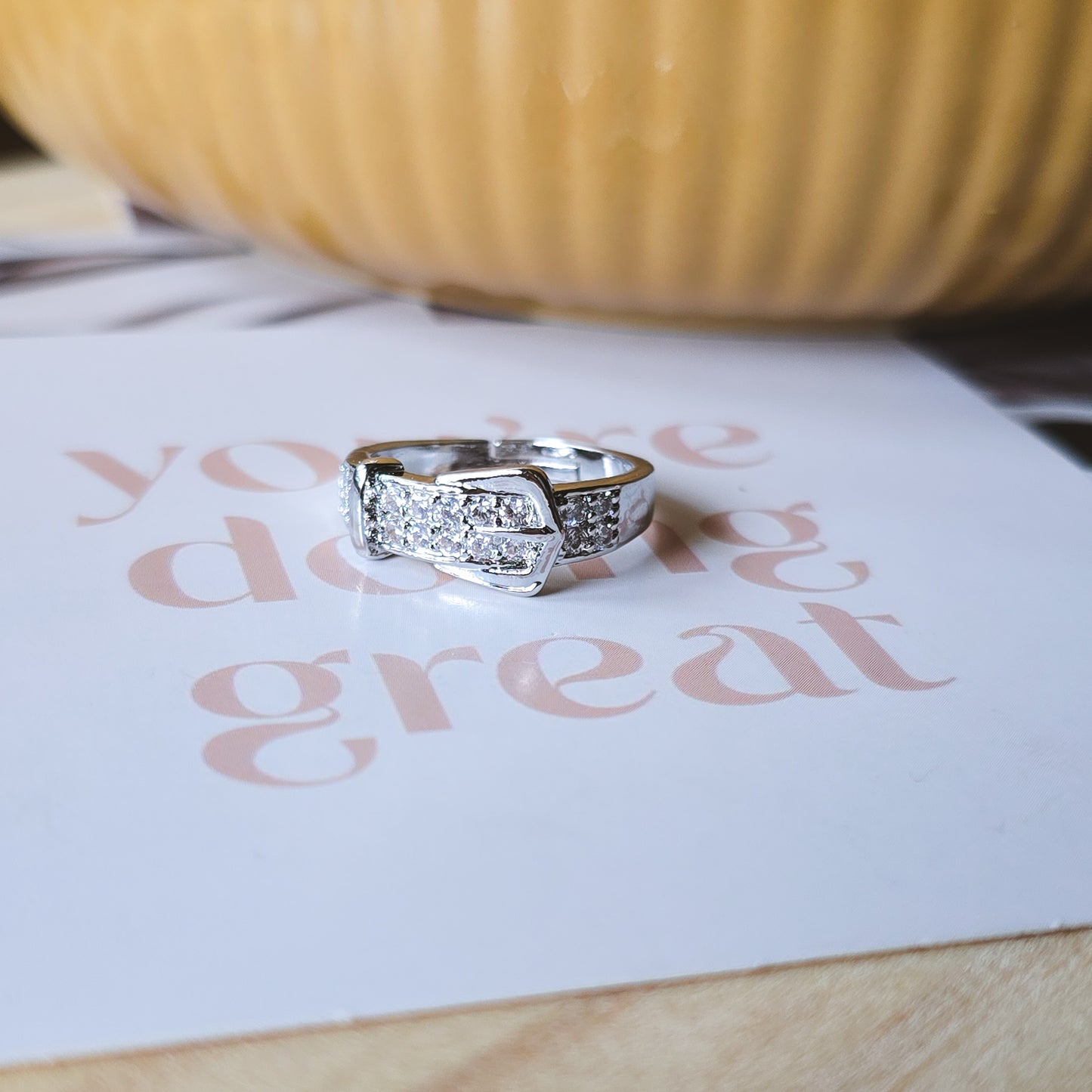 Belt Silver Rhinestone ring