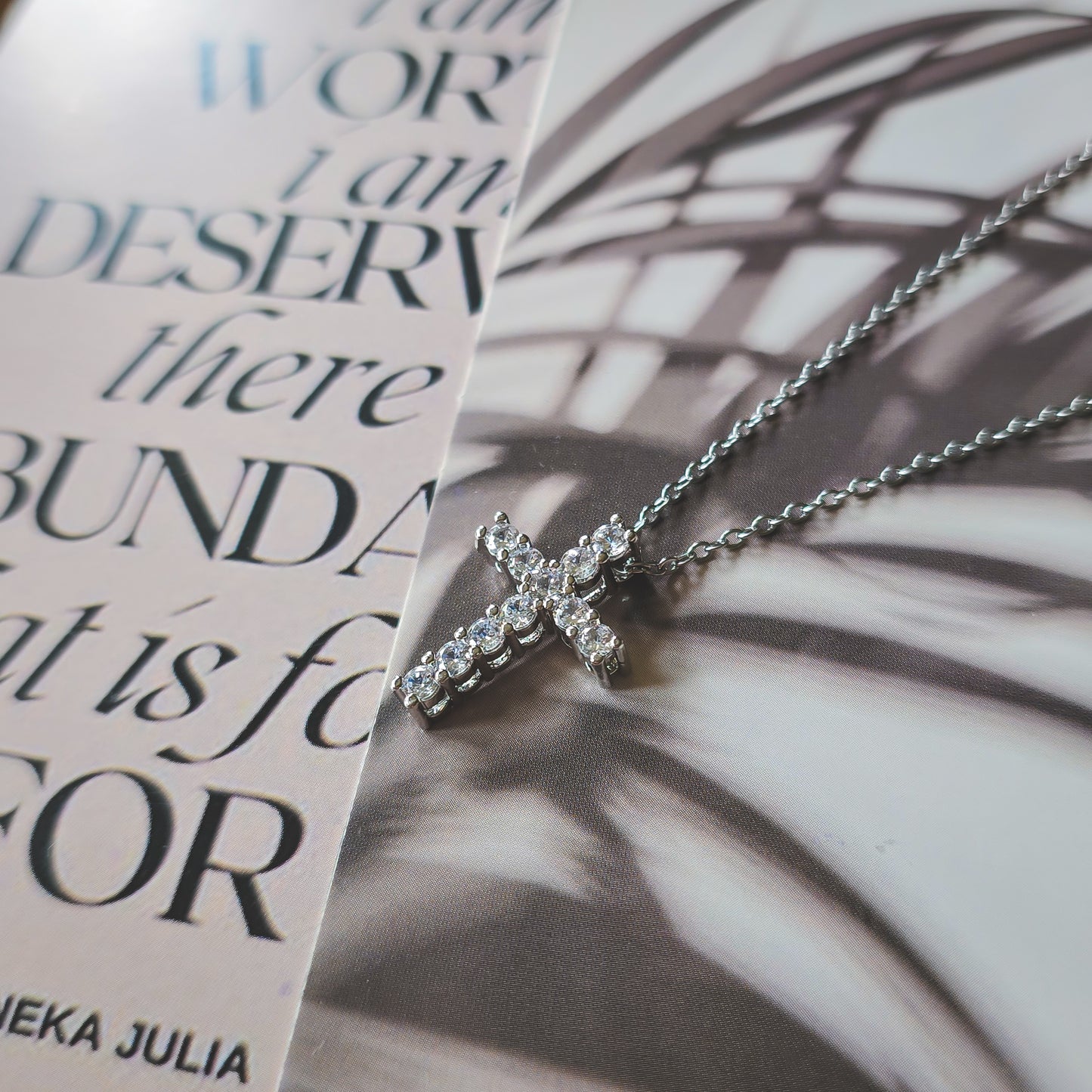Rhinestone Silver Cross necklace