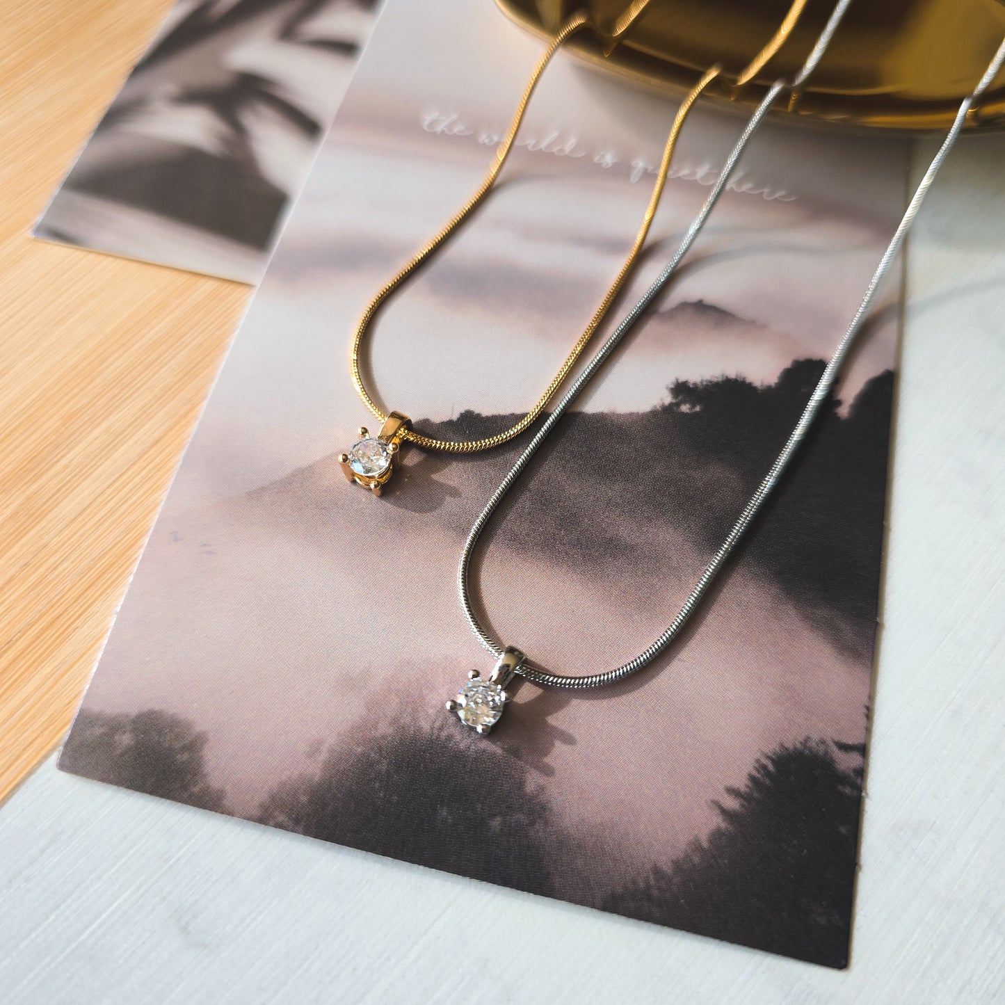 Zirconia silver necklace