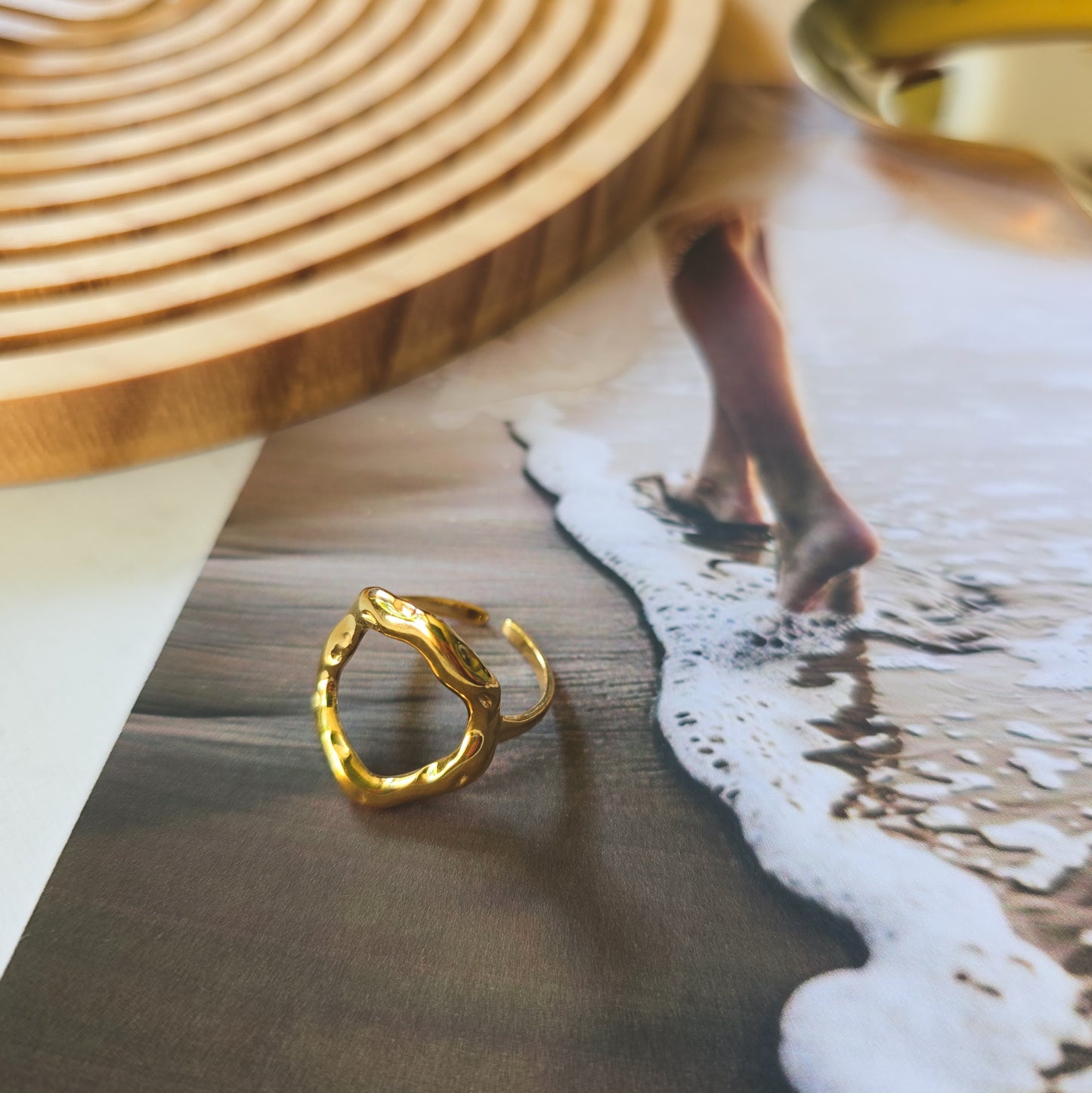 Adjustable Irregular gold ring