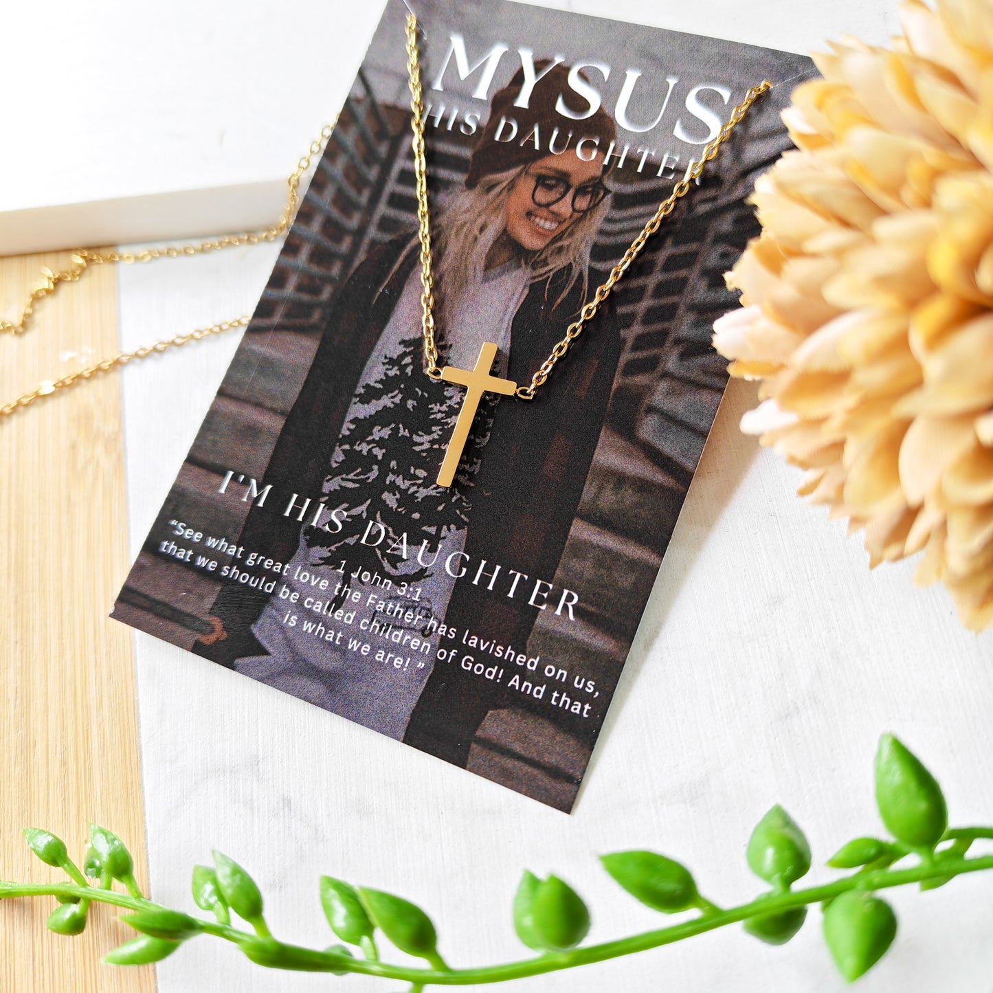Gold plated larger cross necklace