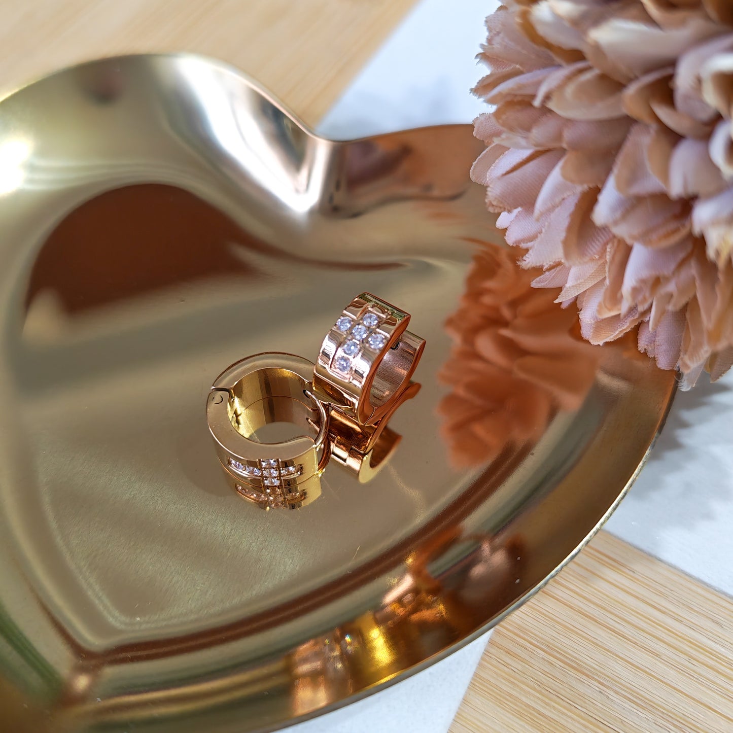 Cross PVD coated real gold plated earrings