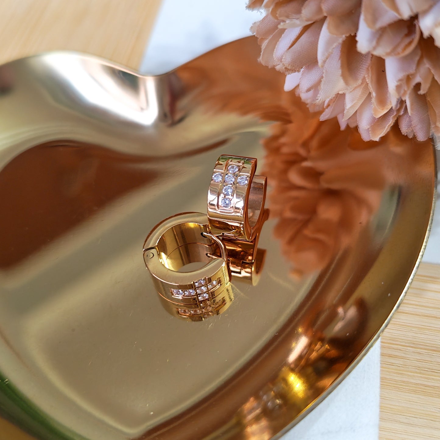 Cross PVD coated real gold plated earrings