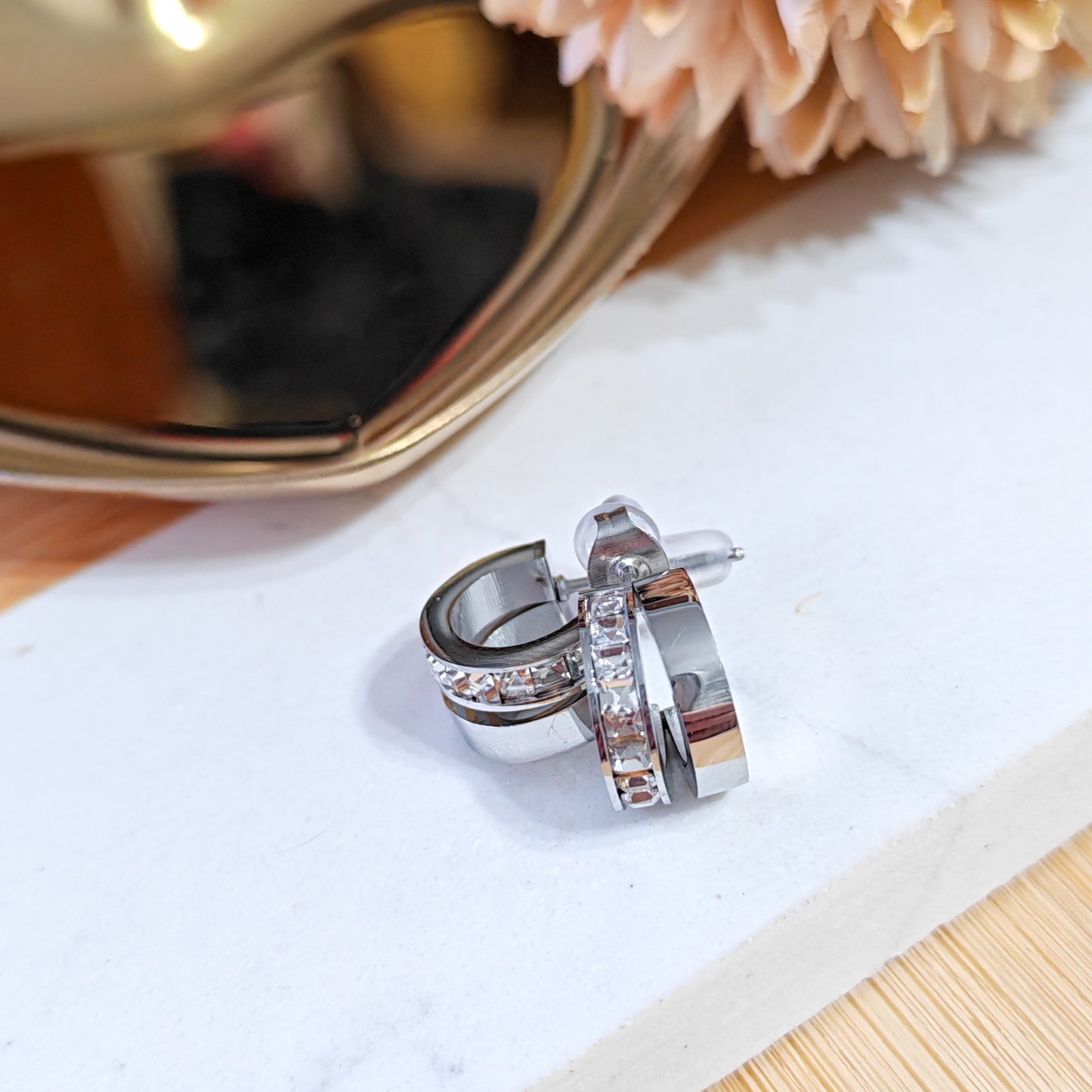 Zirconia stud silver elegant earrings