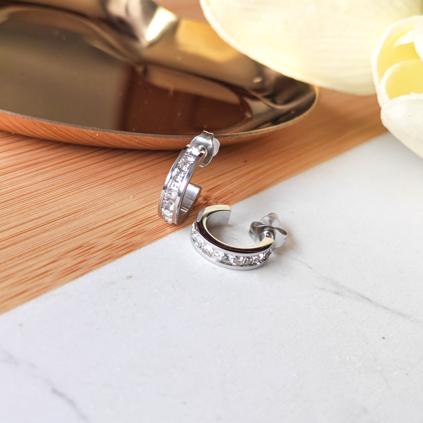 Geometric silver earrings