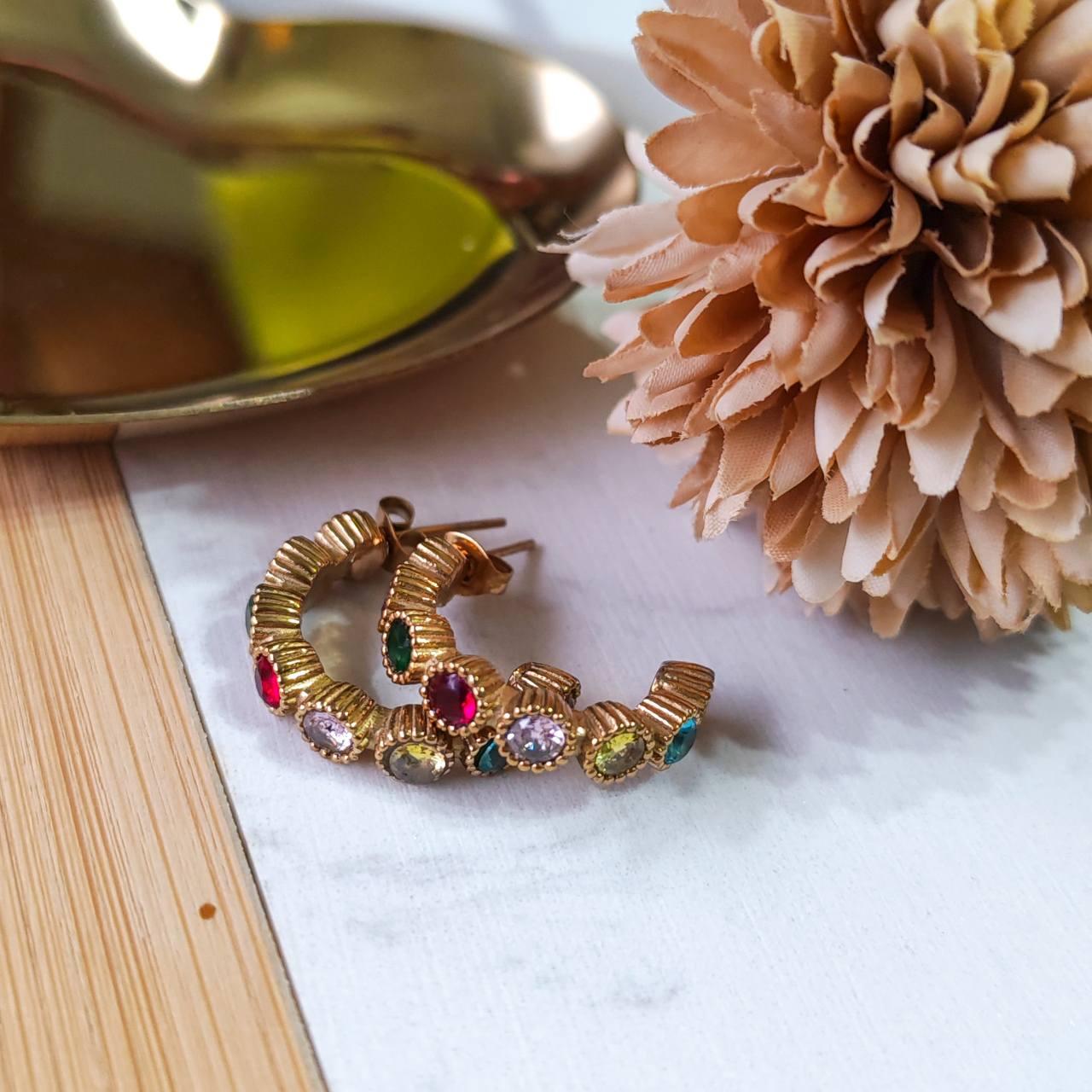 Vintage rainbow hoop earrings
