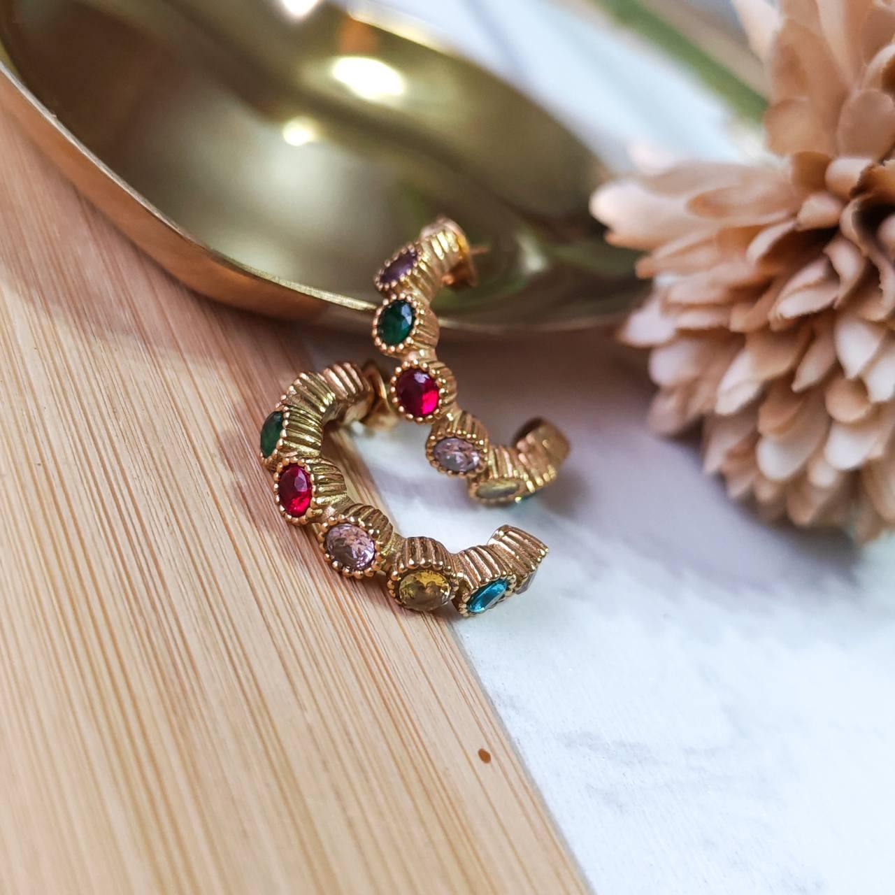 Vintage rainbow hoop earrings