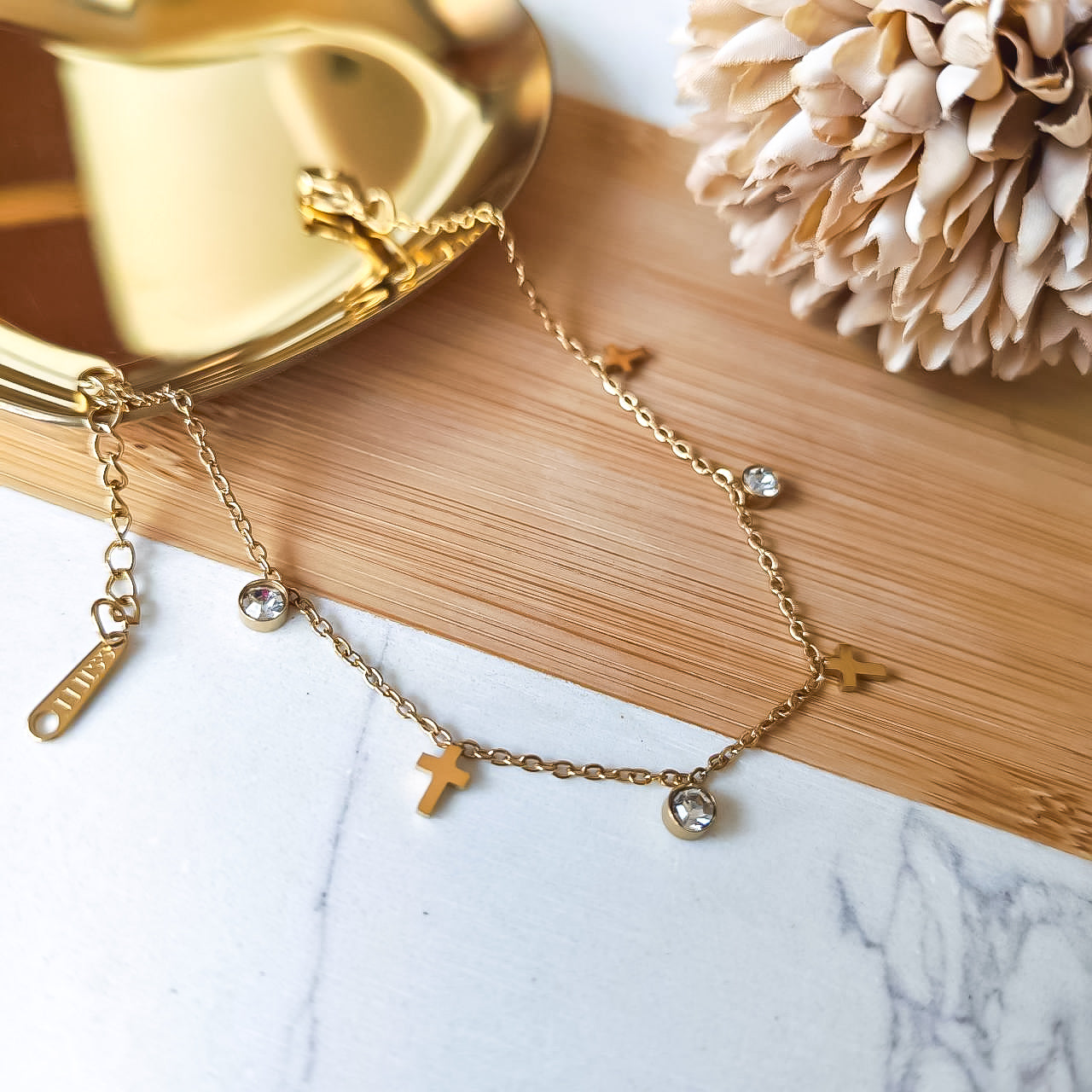 Cross Rhinestone pendant bracelet