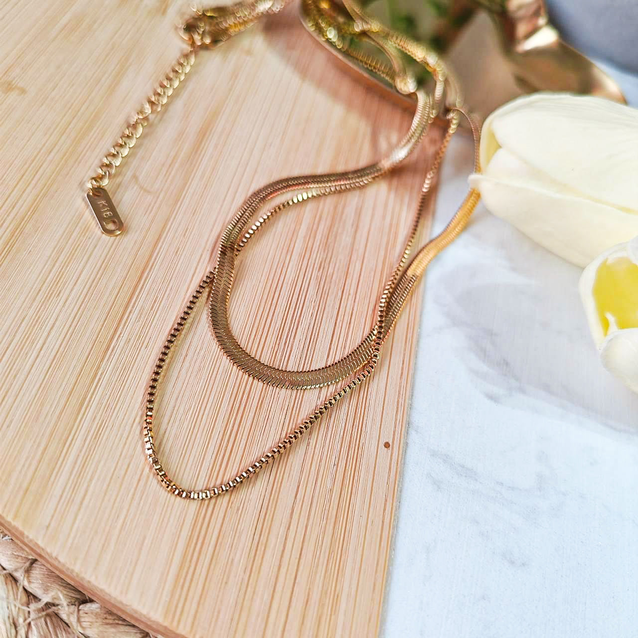 Simple style double layer necklace