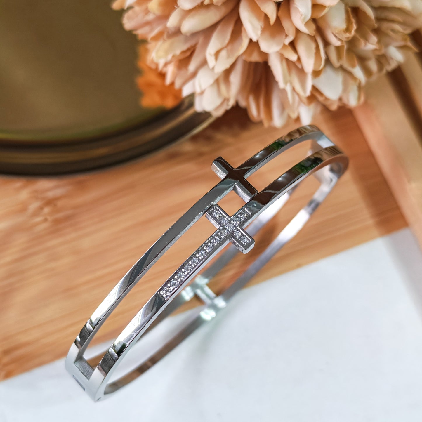 Double cross Rhinestone bracelet