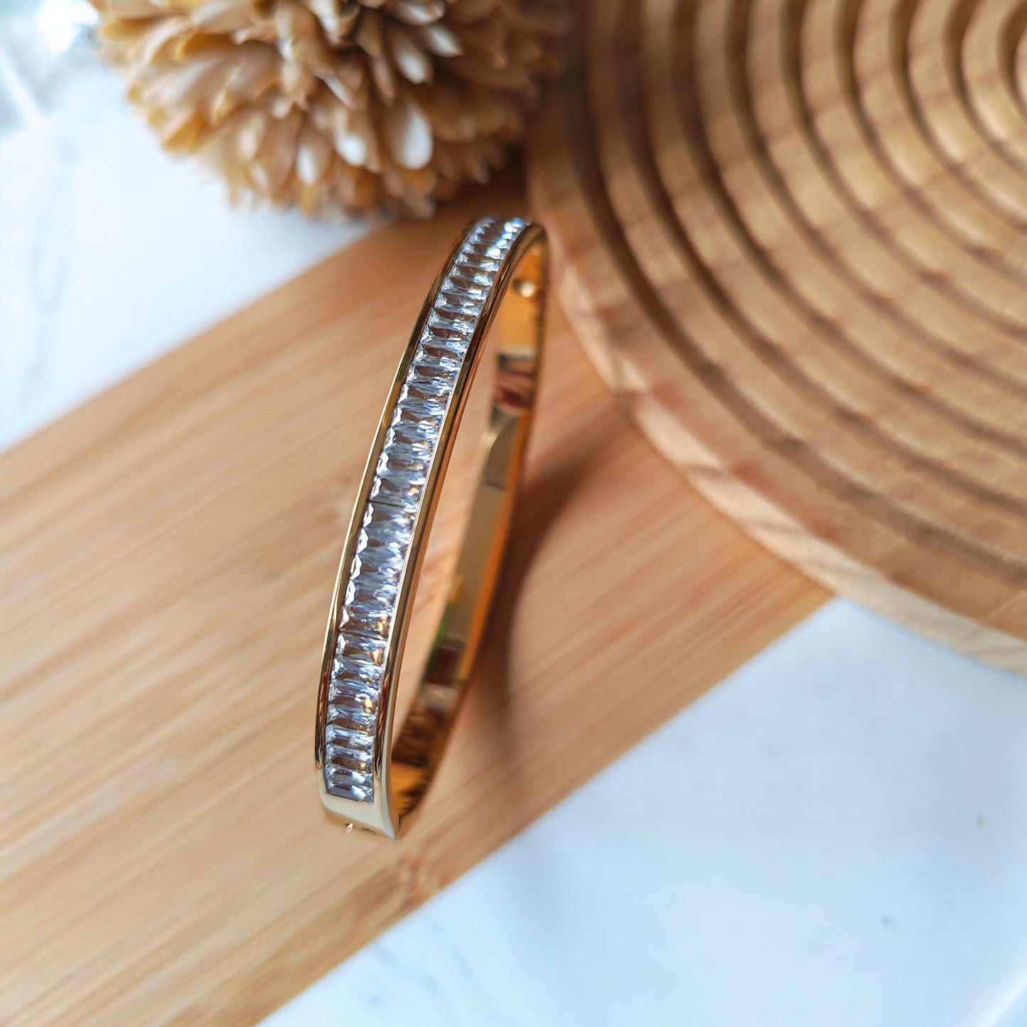 Square Rhinestone gold/white bracelet