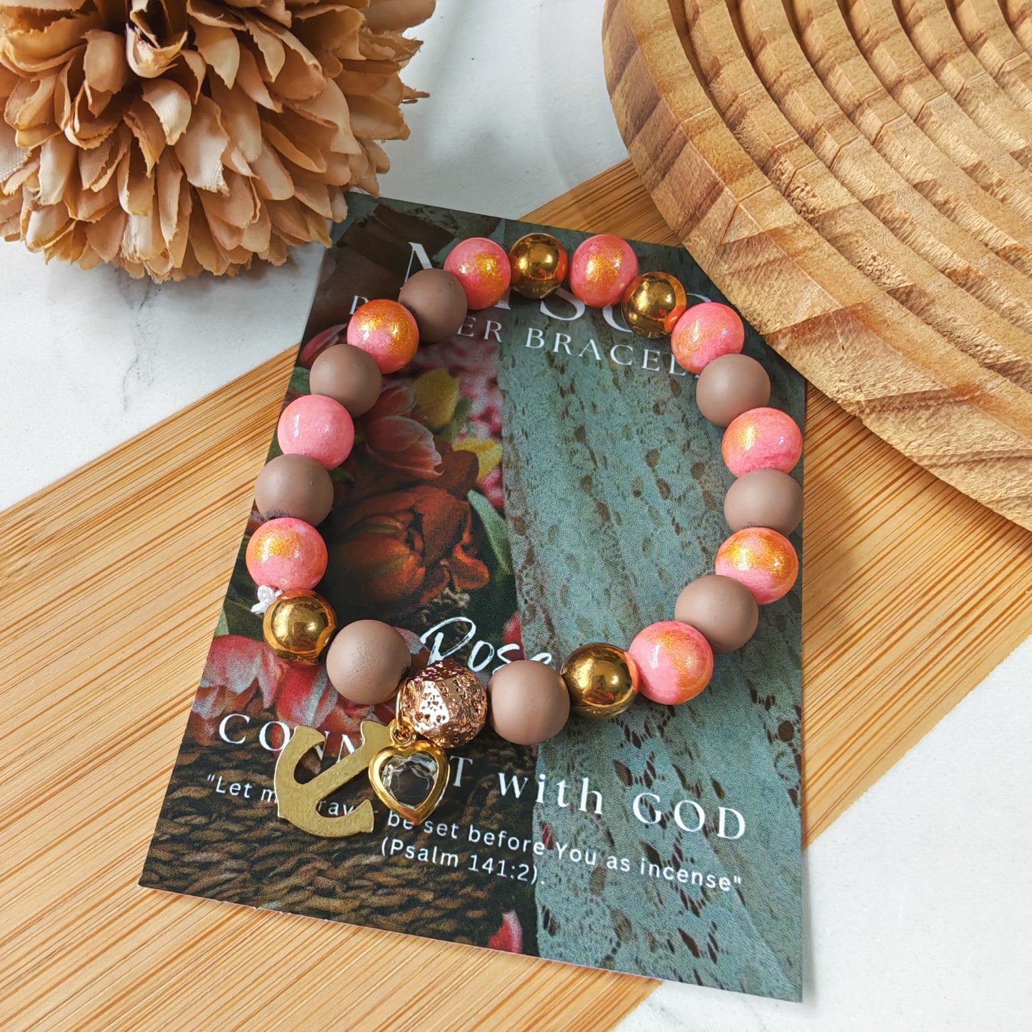 Rose - Natural stone PRAYER bracelet