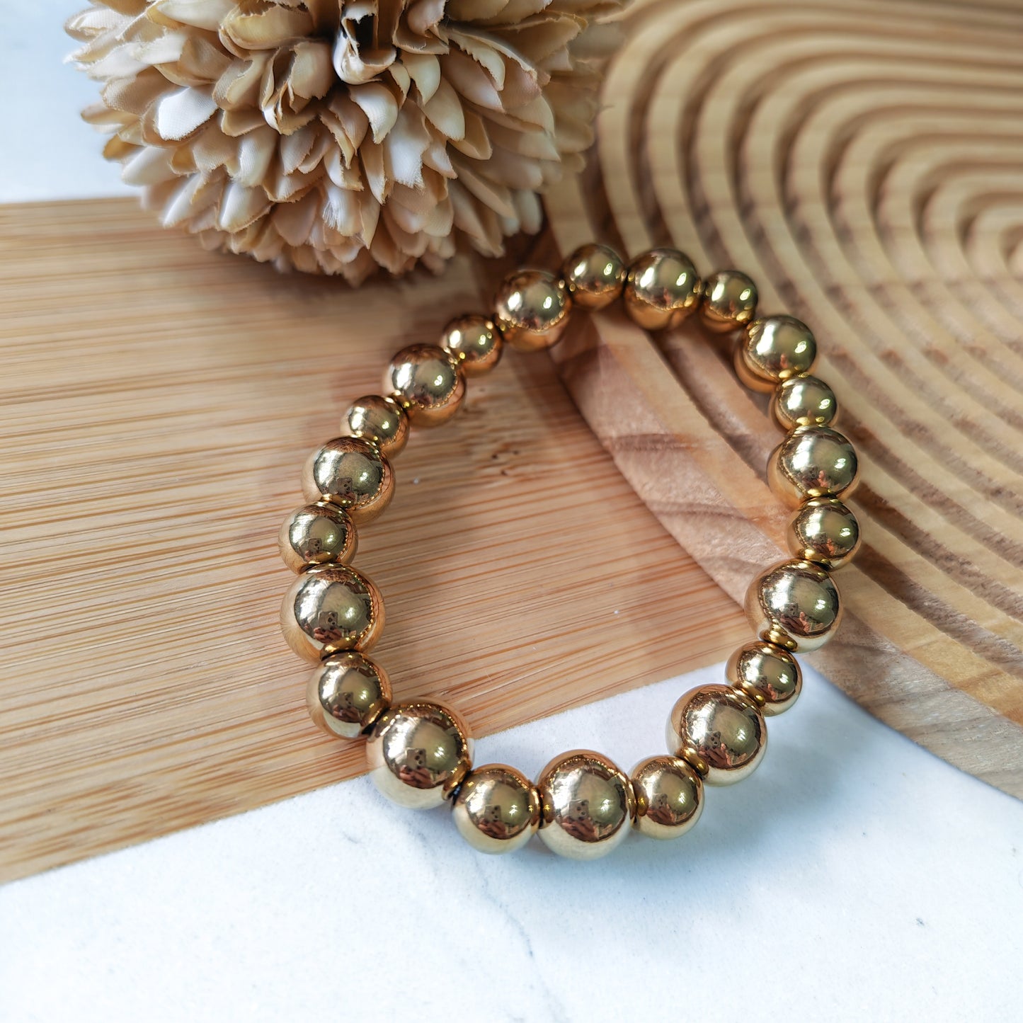 Steel bead mix size bracelet