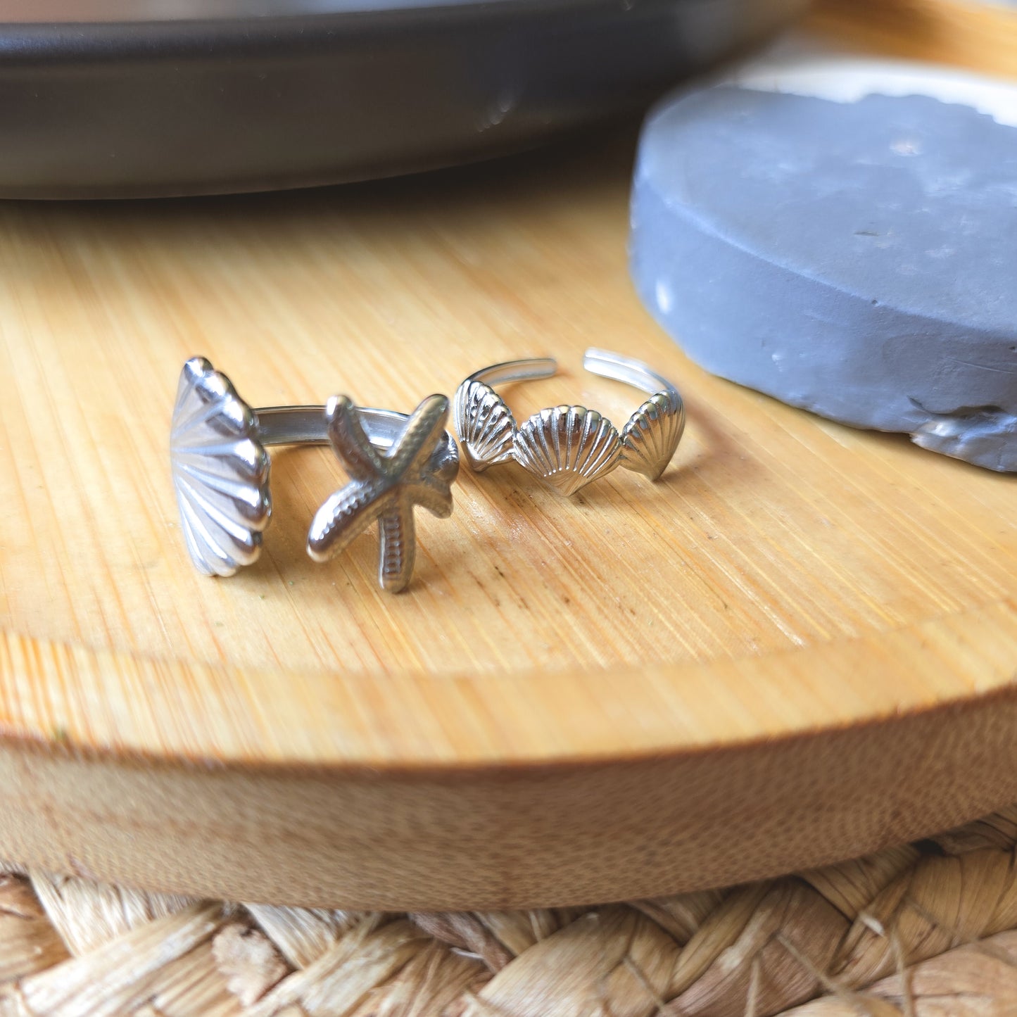 Double Beach style adjustable SILVER rings