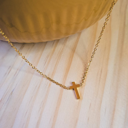 Gold plated small cross necklace