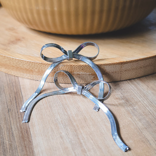 Bow silver  earrings