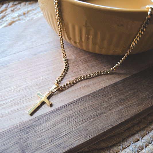55cm Gold chain cross necklace men and women