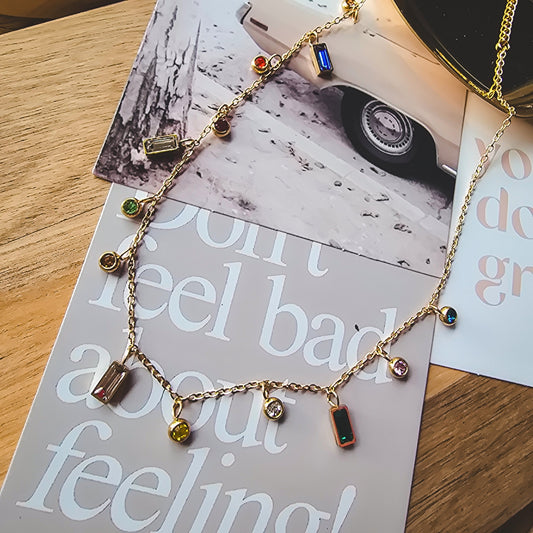 Rainbow colour stone necklace