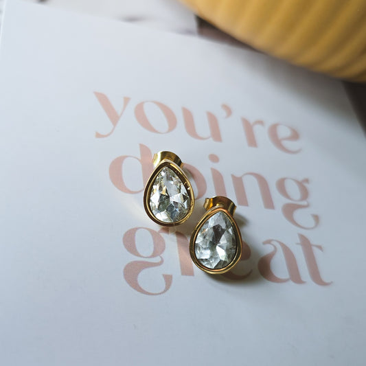 Stud white Rhinestone earrings