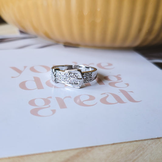 Belt Silver Rhinestone ring