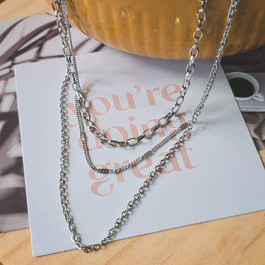 Three Layers elegant Silver necklace