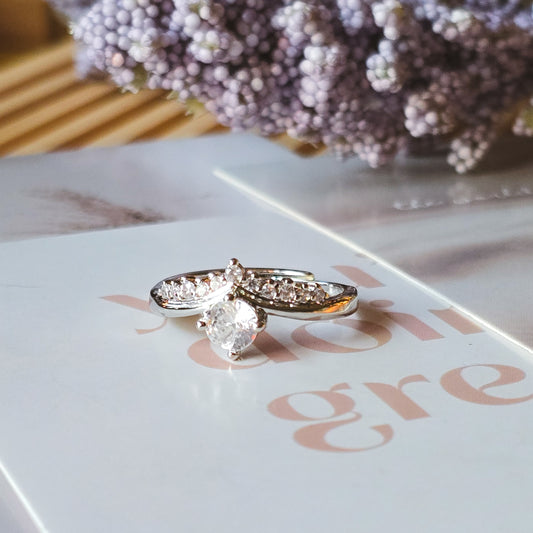 Silver crown Rhinestone ring