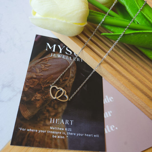 Hold on Heart silver  necklace
