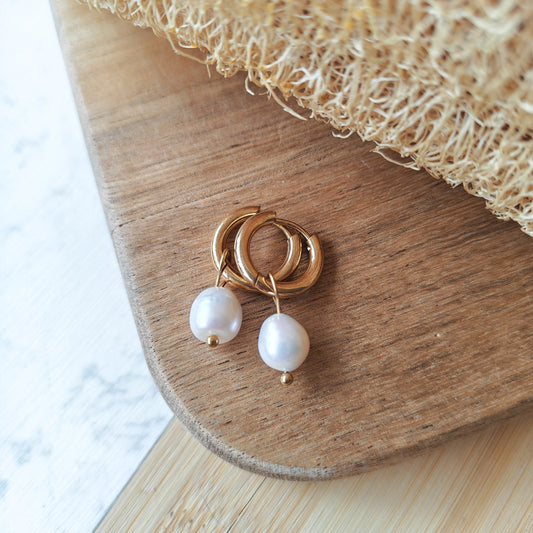 Elegant Pearl hoop earrings