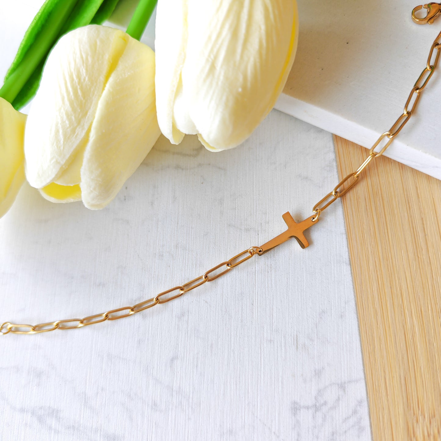 Cross paperclip bracelet