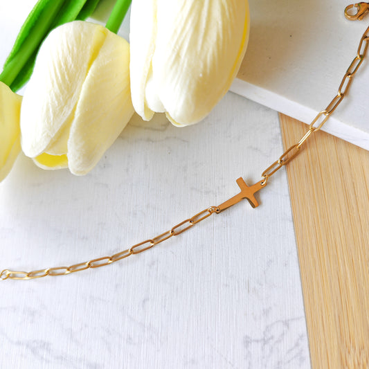 Cross paperclip bracelet