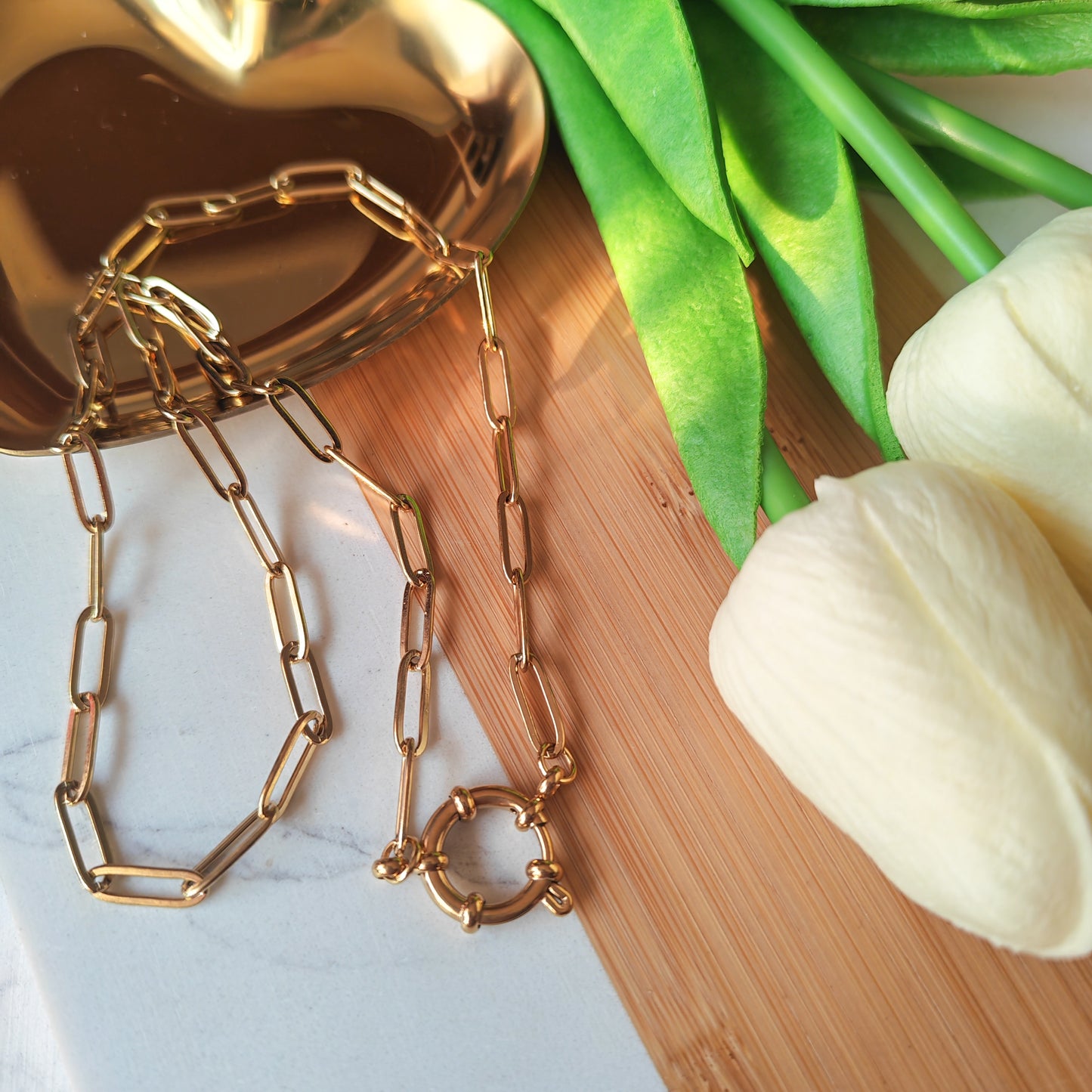 Paperclip chain necklace pendant clip