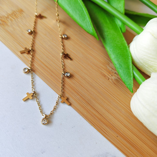 Cross Rhinestone pendant necklace
