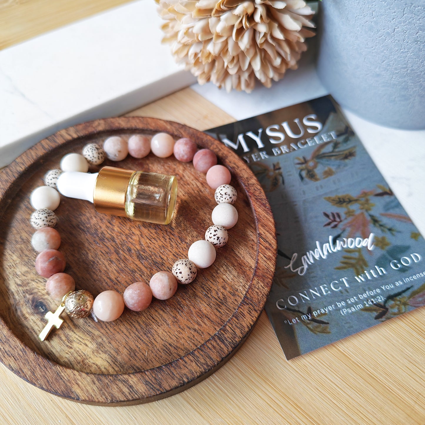 Sandalwood - Natural stone PRAYER bracelet