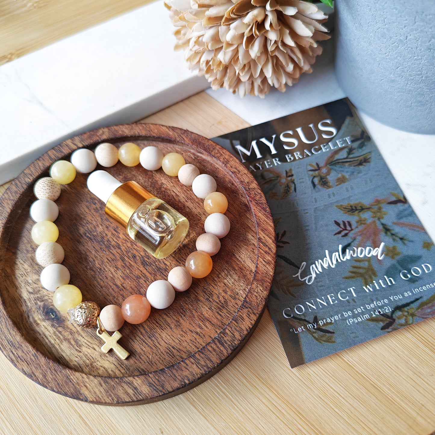 Sandalwood - Natural stone PRAYER bracelet