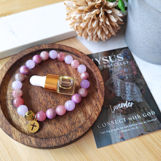 Lavender - Natural stone PRAYER bracelet