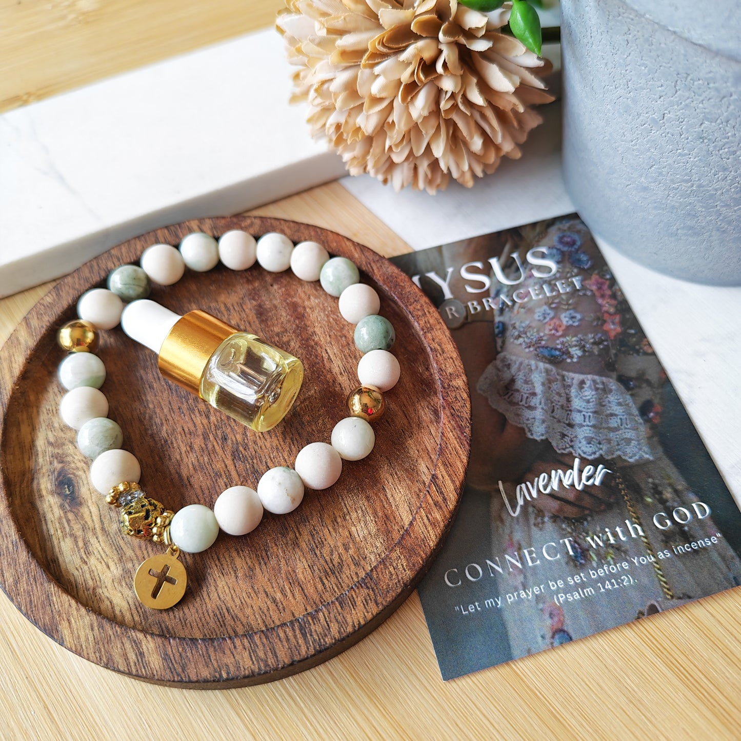 Lavender - Natural stone PRAYER bracelet