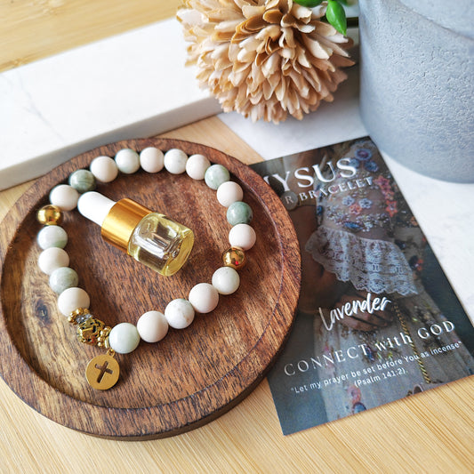 Lavender - Natural stone PRAYER bracelet