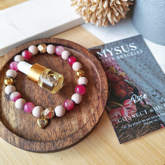 Rose - Natural stone PRAYER bracelet
