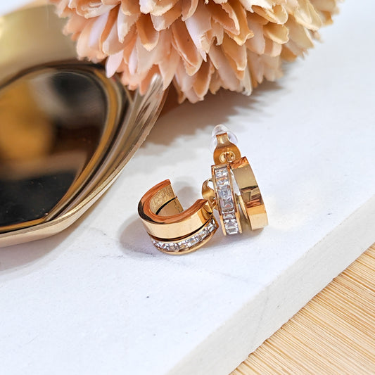 Zirconia stud Gold elegant earrings