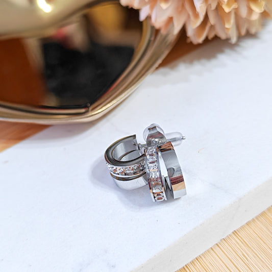 Zirconia stud silver elegant earrings