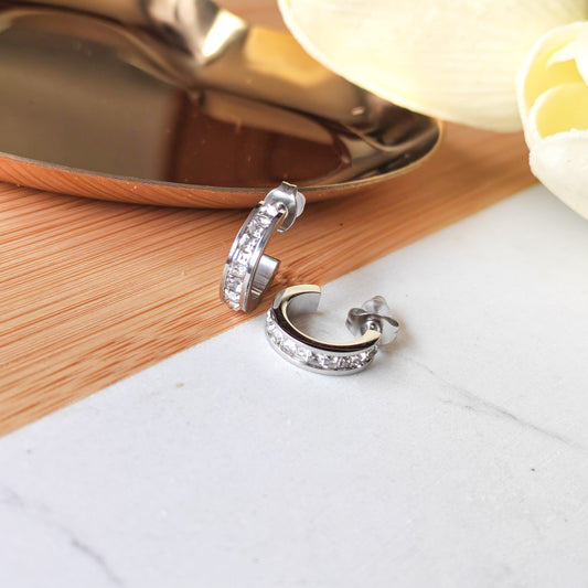 Geometric silver earrings