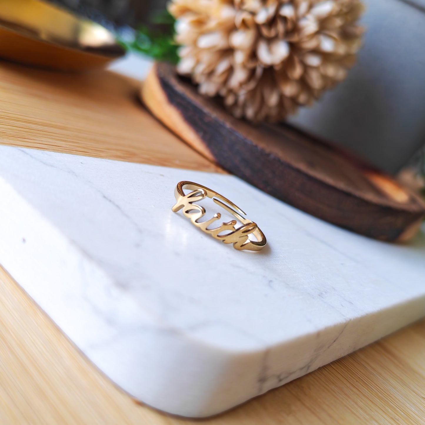 "FAITH" Adjustable elegant ring