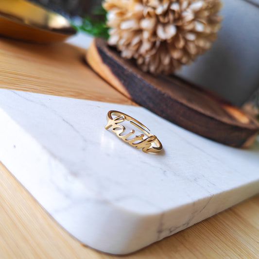 "FAITH" Adjustable elegant ring
