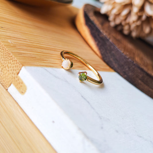 Green Zirconia gold plated ring