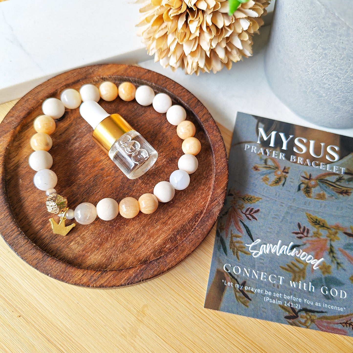 Sandalwood - Natural stone PRAYER bracelet