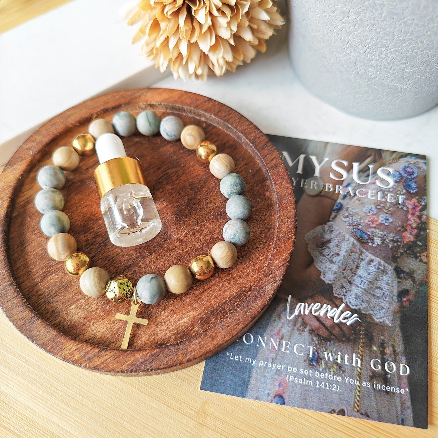 Lavender - Natural stone PRAYER bracelet