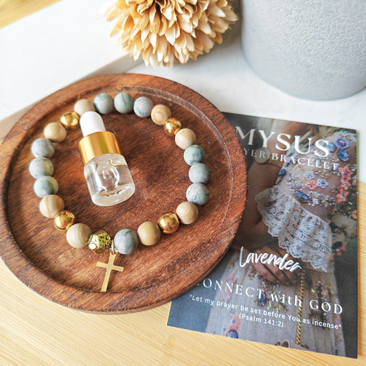 Lavender - Natural stone PRAYER bracelet