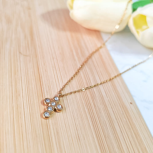 Elegant Small Rhinestone cross necklace