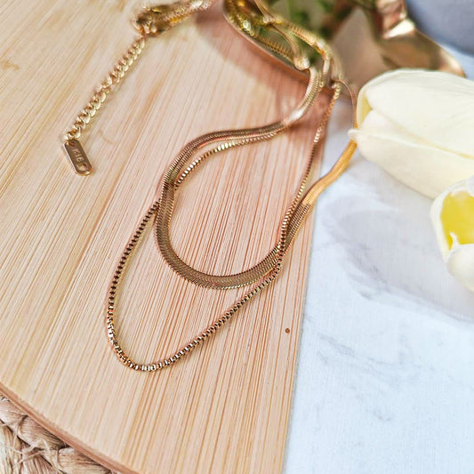 Simple style double layer necklace